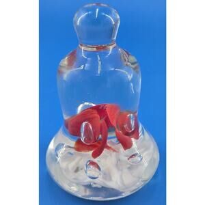 Vintage Joe ST. Clair Paperweight Art Glass Bell Shaped Red/White 3"